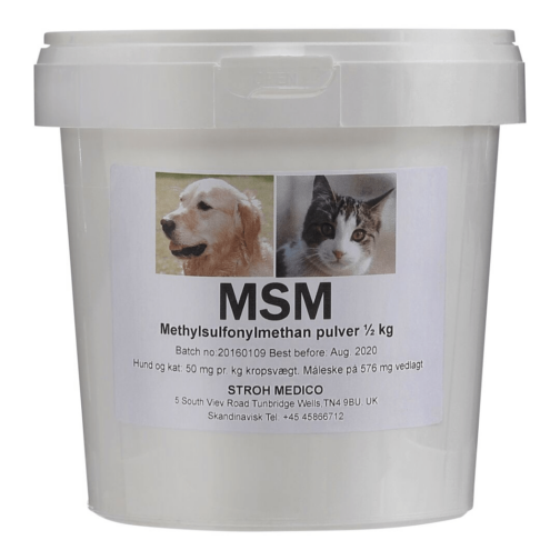 Veterinær MSM er vigtig for almindelige bløde dele såsom muskler, sener og ledbånd. Behandling med MSM ingen skadelige bivirkninger på din hund og kat.