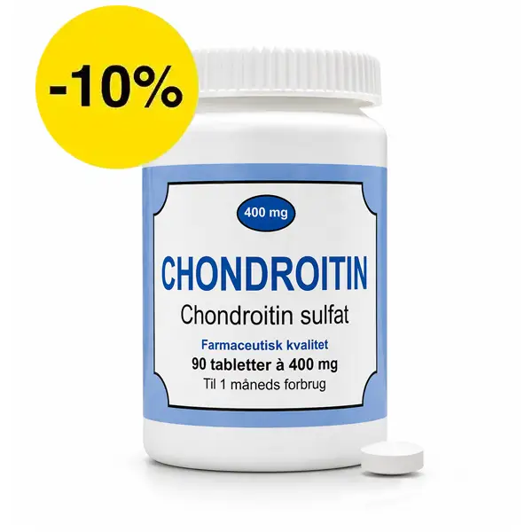 Chondroitin sulfat 400 mg med 90 tabletter i hvid emballage
