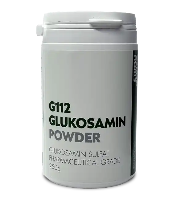 G112 Glukosamin sulfat pulver 250 g – farmaceutisk kvalitet til led og brusk.