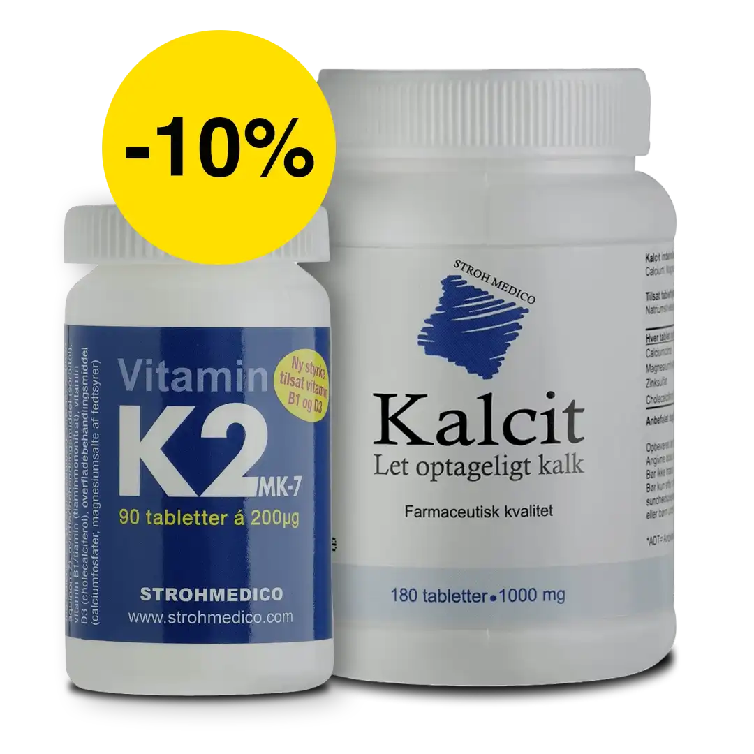 Kalcit + K2: Den perfekte kombination til optimal kalkoptagelse og knoglestøtte. Undgå træthed og ømme led – få dit daglige boost!